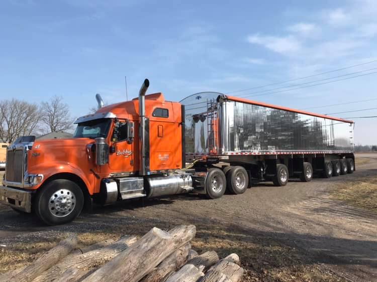 Orange transport with trailer